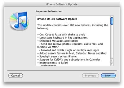 Updating to iPhone OS 3.0