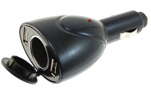 Twin USB and Cigarette Car Charger Adaptor