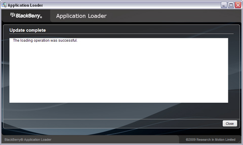 Update BlackBerry Firmware - Update Complete