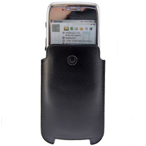 Beyza SlimLine Vertical Leather Case - Nokia E71 - Black