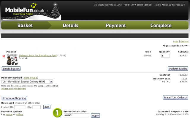 Entering the Promotional Code Entering the Promotional Code