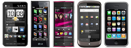 Some of the latest handsets to feature capacitive touch screens Some of the latest handsets to feature capacitive touch screens