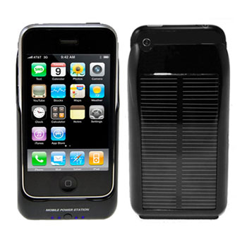 Solar Power Sleeve Charging Case - iPhone 3GS / 3G - Black