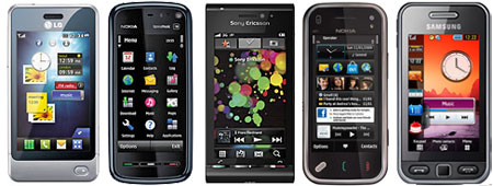 Some of the latest handsets to feature resistive touch screens Some of the latest handsets to feature resistive touch screens