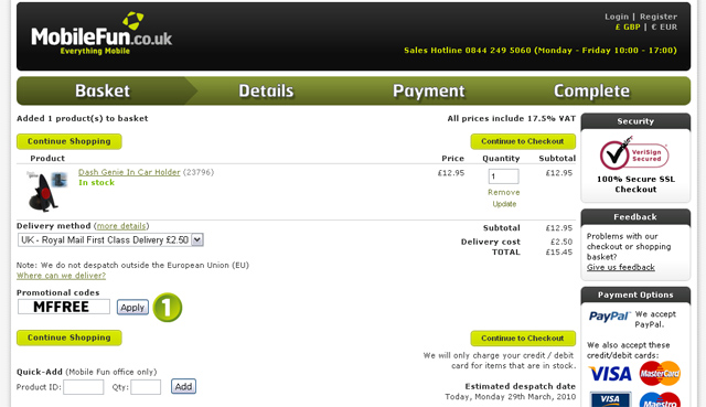 Entering the Promotional Code Entering the Promotional Code