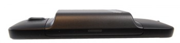 Side profile of the HTC HD2 with extended battery fitted