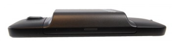 Side profile of the HTC HD2 with extended battery fitted
