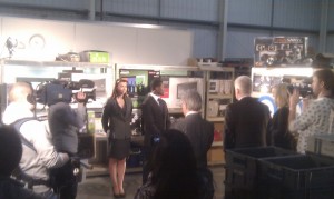 Otis, Suzy and John filming The GadgetShow at MobileFun.co.uk