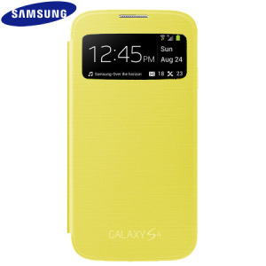 Genuine Samsung Galaxy S4 S-View Premium Cover Case - Yellow