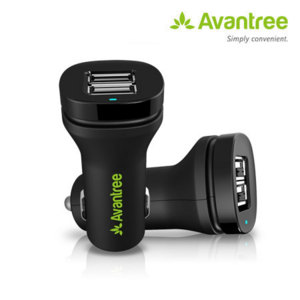 Avantree High Power Dual USB Car Charger for Phones / iPads / Tablets