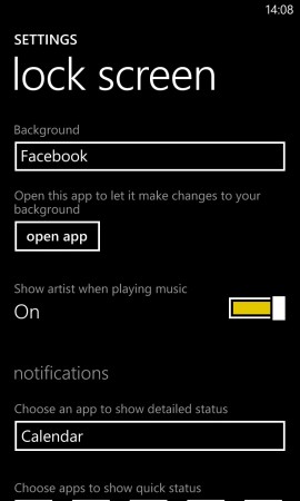 Nokia Lumia 925 lock screen settings