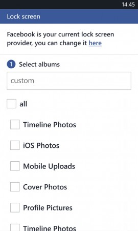 Windows Phone 8 Facebook Lockscreen Options
