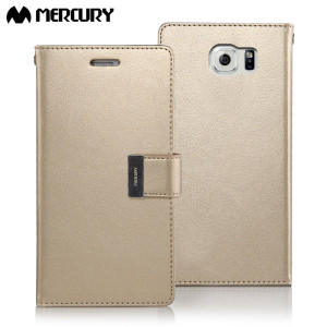 Mercury Rich Diary Samsung Galaxy S6 Premium Wallet Case - Gold