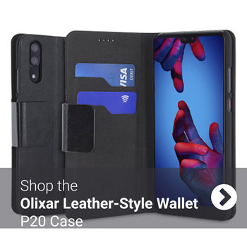 Olixar Leather-Style Huawei P20 Pro Wallet Stand Case - Black