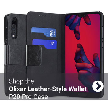 Olixar Leather-Style Huawei P20 Pro Wallet Stand Case - Black