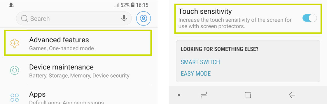 Note 9 Touch Sensitivity 