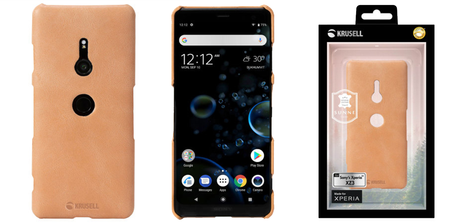 Coque Sony Xperia XZ3 Krusell Sunne en cuir véritable – Nude