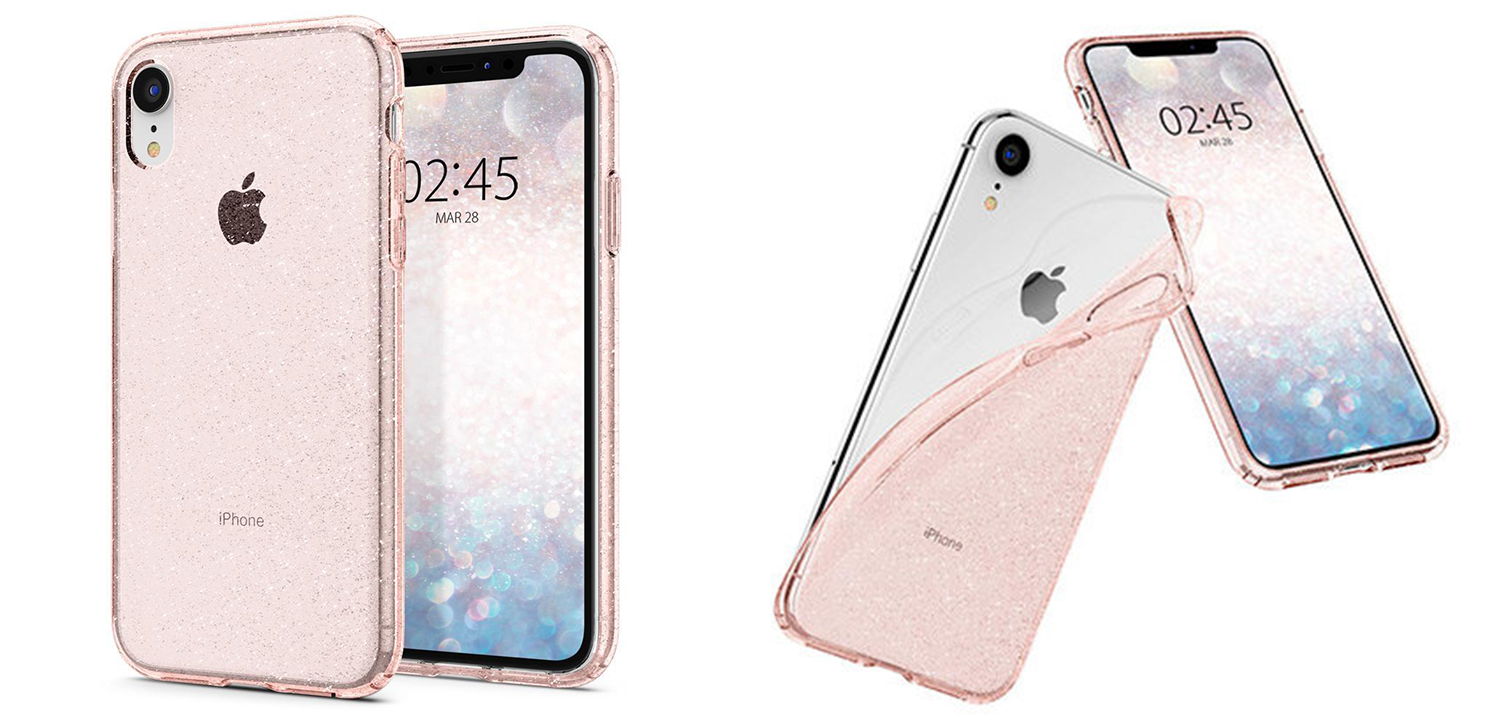Coque iPhone XR Spigen Liquid Crystal Glitter – Quartz rose