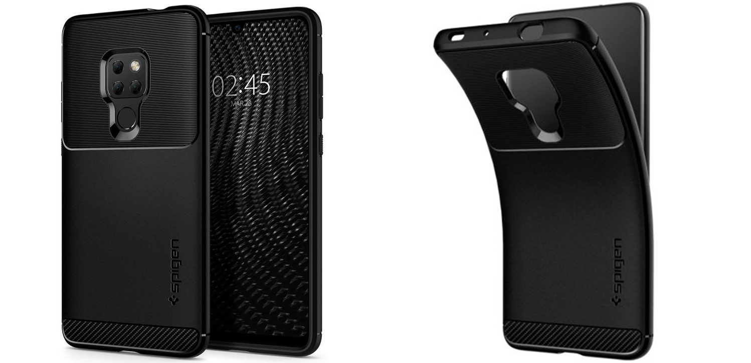 Coque Huawei Mate 20 Spigen Rugged Armor effet carbone – Noir