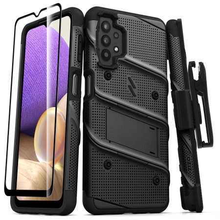 Zizo Bolt Samsung Galaxy A32 5G Tough Case With Tempered Glass - Black