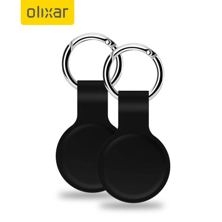 Olixar Apple AirTags Silicone Protective Keyring 2 Pack - Black