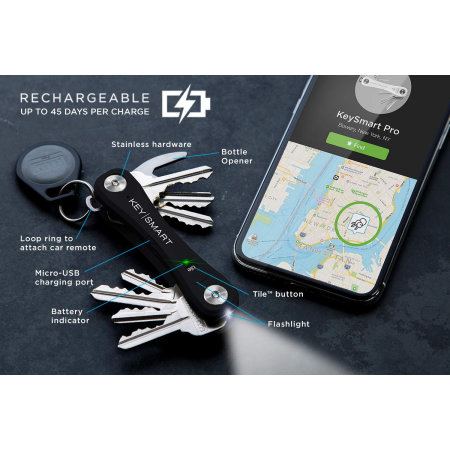 KeySmart Pro Compact Key Holder with Tile Smart Location